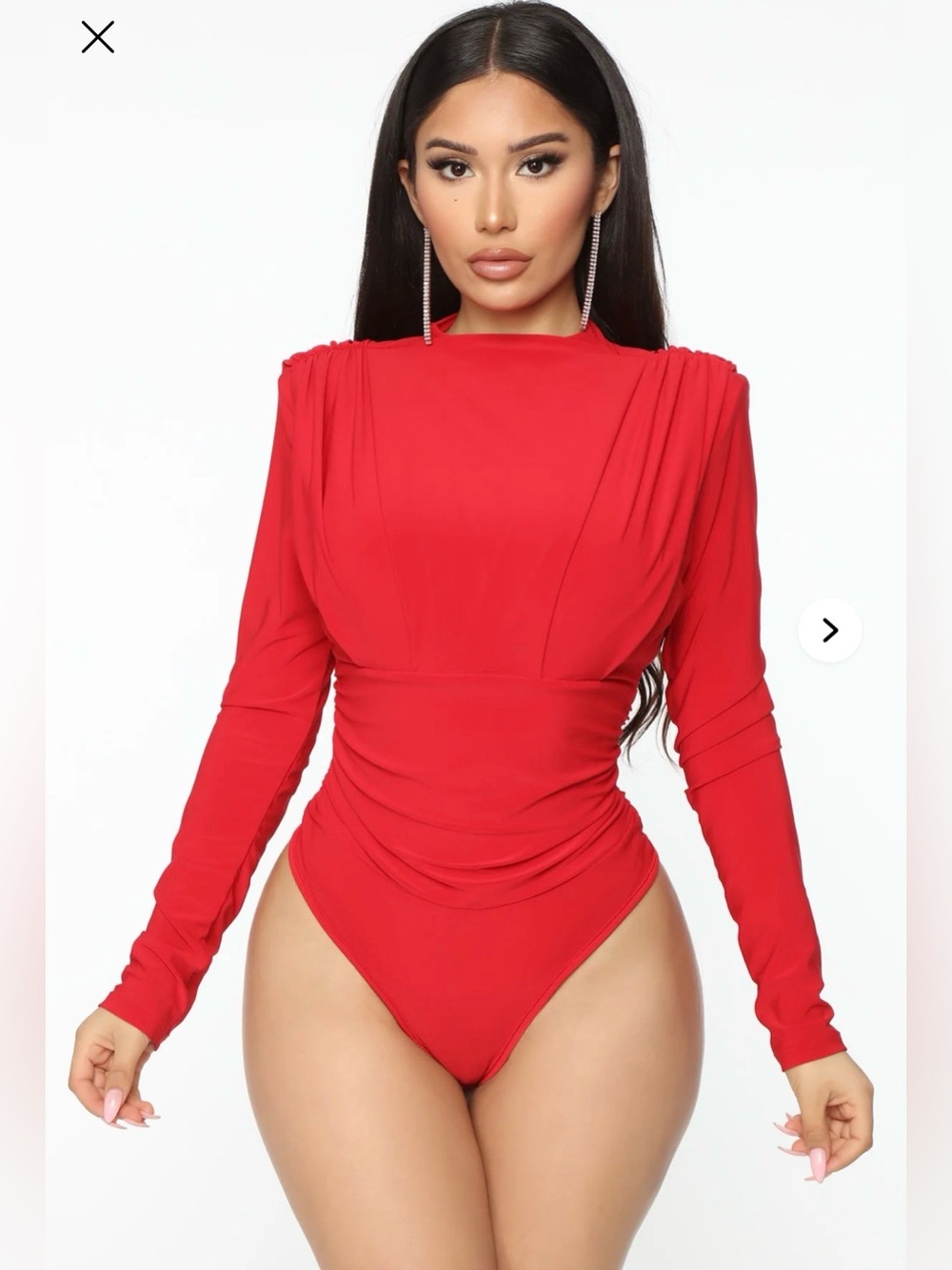 NWT Fashion Nova Leave an Impression Mock Neck Bodysuit Red